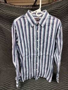 lot 1063 image: Michael Michael Kors mens long-sleeve button-up shirt - BlueWhite - XXL