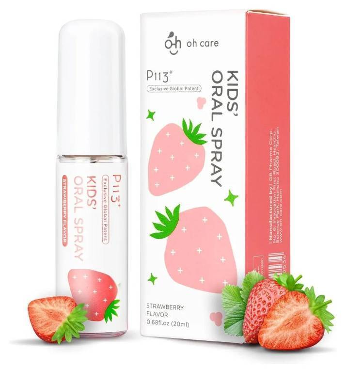 lot 38159 image: oh care Mouth Spray for Kids Toddler Toothpaste Helper Fluoride Free Baby Toothpaste Oral Care for Newborns to Age 12(Strawberry) (the bottle is almost empty) - Retail $15