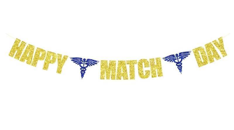 lot 37383 image: Happy Match Day Banner, 2026 Residency Match Day Decorations, Congrats on Matching, Future Doctor Decor, Medical School Graduation Party Decoration Gold Glitter - Retail $7