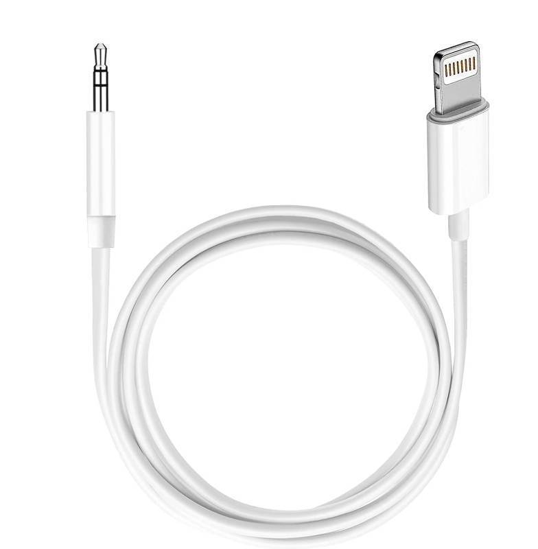 lot 37627 image: iPhone AUX Cord, Lightning to 18 Inch Audio Cable,3.3ft, Headphone Jack Adapter Male Aux Stereo Audio Cable Compatible for iPhone 14131211XRX87 (White) - Retail $7