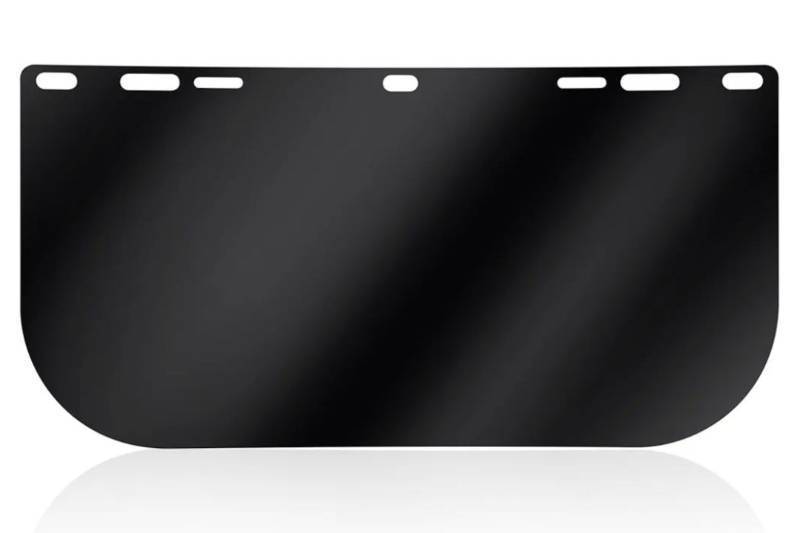 lot 37655 image: 1 Pack Face Shield Replacement Lens, 15.5 x 8 Tinted Full Face Shield Compatible with Hobart 770580, Protective Safety Visor Replacement for Welding, Grinding, DIY, Cosplay Helmet - Retail $10