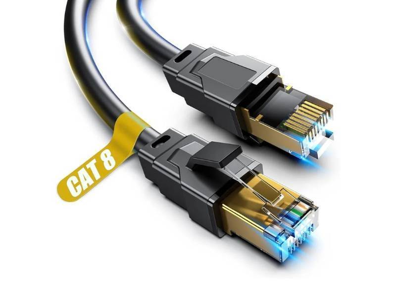 lot 37748 image: Cat 8 Ethernet Cable 1.5FT, Heavy Duty 26AWG High Speed 40Gbps 2000MHz, Gold Plated RJ45 Shielded, Weatherproof Indoor & Outdoor LAN Cable for Gaming PC PS5 Xbox Modem Router - Retail $4