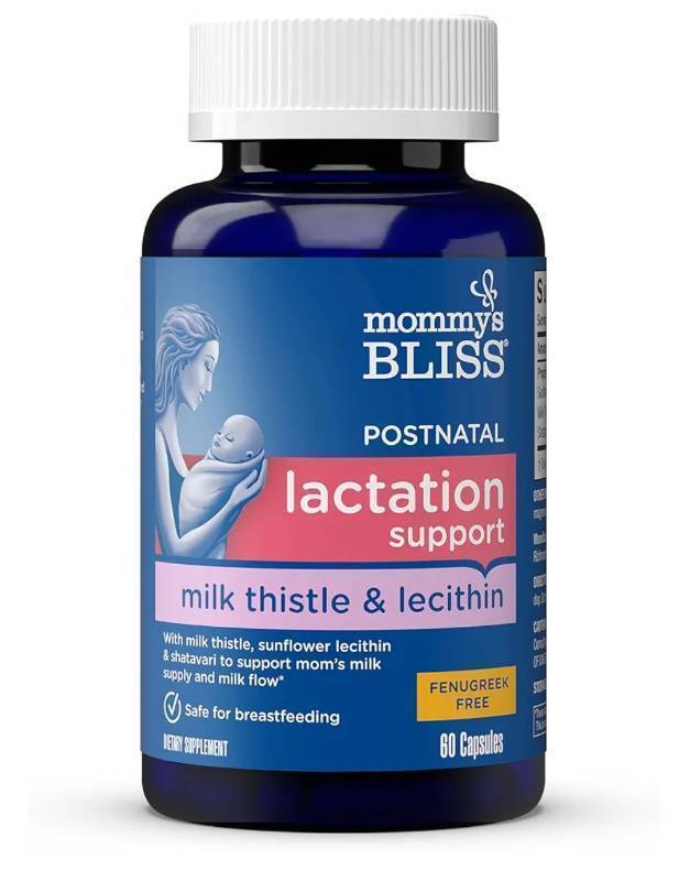 lot 16802 image: Mommys Bliss Postnatal Lactation Support, Contains Milk Thistle, Shatavari, and Lecithin, 1 Bottle (60 Capsules) - Retail $20