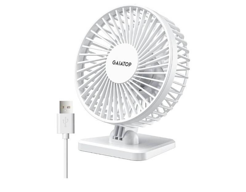 lot 16893 image: USB Desk Fan, Small But Powerful, Personal Portable Quiet 3 Speeds, Adjustable Mini Table Desktop fan for Cooling Home Office Car Summer Travel Gifts White - Retail $9