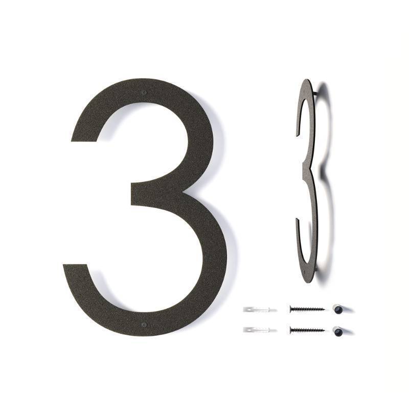 lot 16905 image: 12 Inch Modern Floating House Numbers for Outside  Large Metal House Numbers for Outdoors  Black Coated Rust-Proof Home Address NumbersPlaques  Metal Numbers - Retail $18