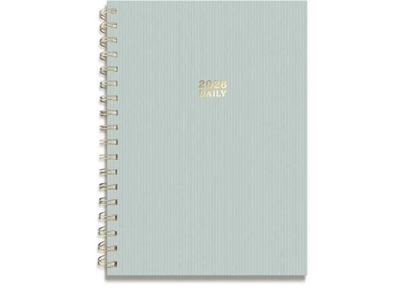 lot 16936 image: 2026 Planner 6 x 8.25 Dated Daily, Weekly & Monthly Calendar Planner January to December 2026 Eucalyptus Design with Motivational Stickers, Gold Spiral & Sturdy Paper - Retail $7