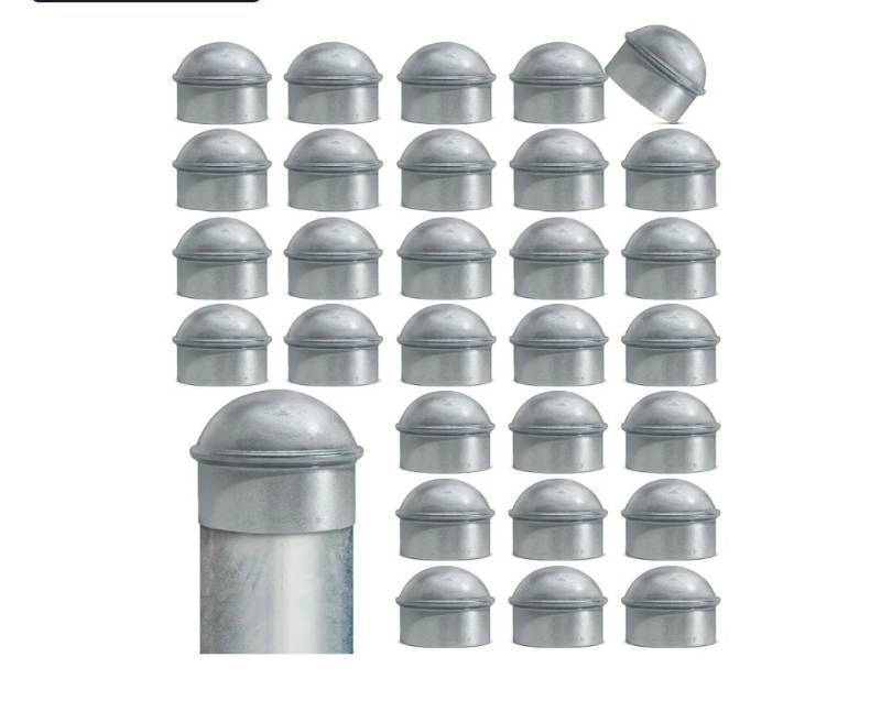 lot 16990 image: 1-38 Chain Link Post Caps 30 PCS, Galvanized Round Fence Post Caps, for 1-38 OD Pipe, Chain Link Fence Parts - Retail $30