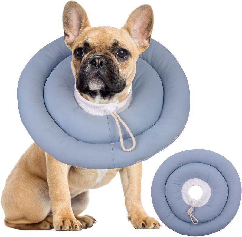 lot 36044 image: Dog Recovery Collar, Waterproof Soft Dog Cone After Surgery, Comfy Protective Elizabethan Collar Alternative for Dogs Cats, Adjustable Pet Neck Donut Cone Anti-Licking Biting Wounds,Blue,L - Retail $32