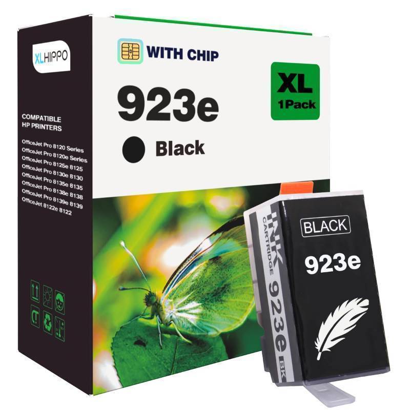 lot 44887 image: 923e 923XL Black Replacement for HP 923 Black Ink Cartridges for HP Printers Office Jet Pro 8125e 8135e 8138e 8139e 8130 8130e Series OfficeJet 8122e 8120 Series Printer(1 Pack 923 XL)