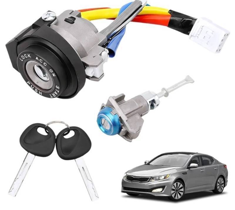 lot 46207 image: 81900-1WK00 Ignition Lock Cylinder Start Switch with Keys, 4.33 Left Driver Side Door Lock Cylinder, Compatible with 2011 2012 2013 2014 2015 Kia Optima 2013 2014 2015 2016 2017 Kia Rio - Retail $28