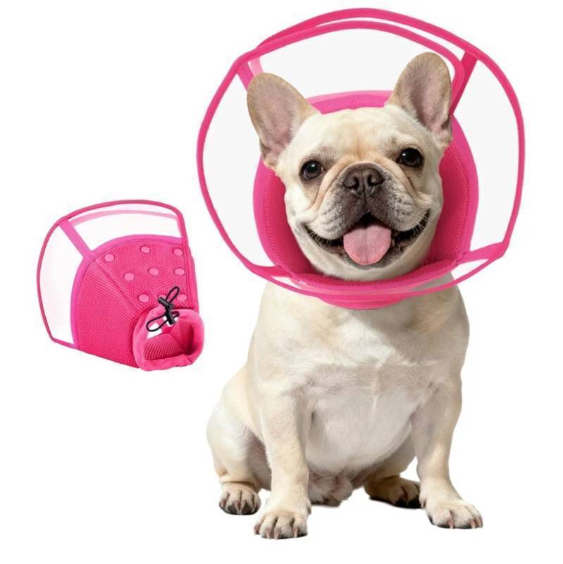 lot 46435 image: Medium Dog Cone Collar After Surgery, Soft Cone for Dogs to Stop Licking, Breathable Pet Recovery Collar Comfy Elizabethan Collars, Adjustable Protective Dog Cones for Medium Dogs, Rose M - Retail $33