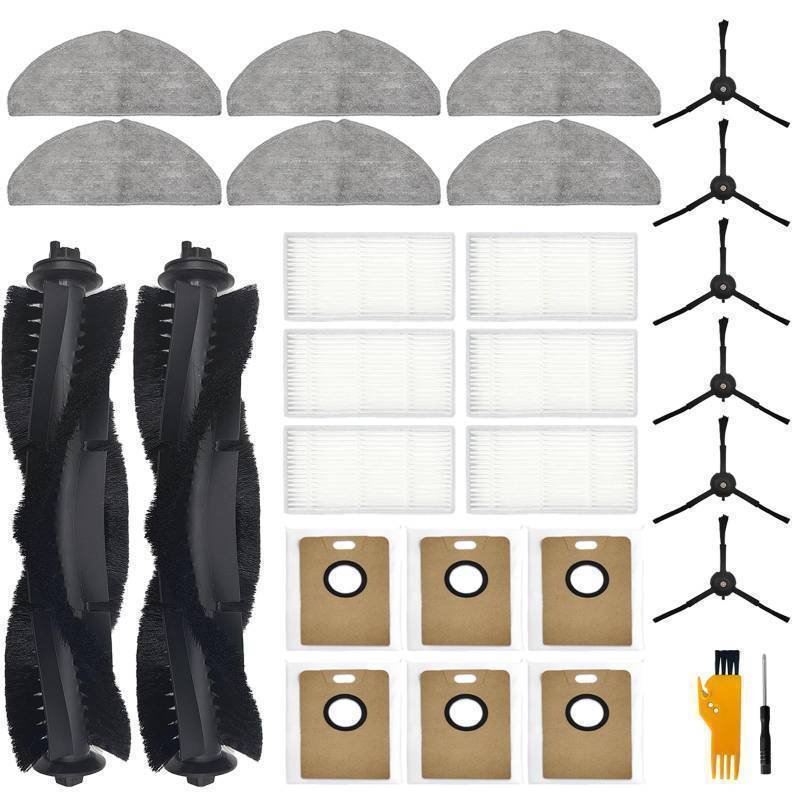 lot 55797 image: Replacement for Tapo RV30 Max Plus, RV20 Max Plus, RV30 Max Robot Vacuum, 2 Main Brush, 6 Filters, 6 Mop Pads, 6 Side Brushes, 6 Dust Bag, RV20 Max Plus Accessories