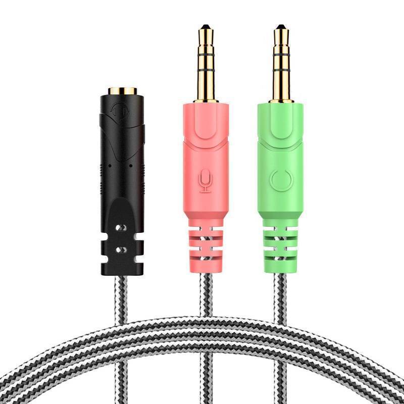 lot 62641 image: Headset Adapter 3.3 Feet 3.5mm Audio Jack Y Cable Headphone Adapter 1x 3.5mm Female to 2X 3.5mm Male Headset Adapter for Double-Jacks PC - Retail $10