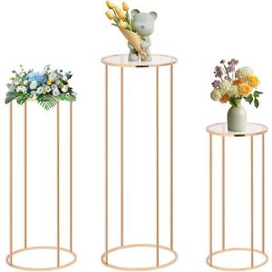lot 46860 image: Cylinder Stands for Party, 3Pcs Gold Cylinder Pedestal Stand, Cilindros Para Fiestas Cake Table Stand Parties Metal Round Cylinder Display Plant Stand Tables for Weddings Birthday Decorations - Retail $70