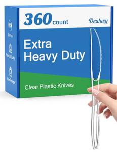 lot 46867 image: 360 Count Extra Heavy Duty Clear Plastic Knives Disposable - Retail $35