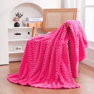 lot 46868 image: Hot Pink Throw Blanket 50�60 Gifts for Mom Fuzzy 3D Jacquard - Retail $12