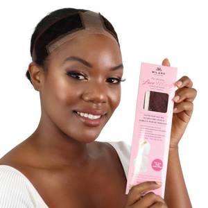 lot 46876 image: Premium Lace Wig Band for Women, Fully Adjustable & Reinforced Lace Wig Grip Band by Hairline, Comfortable and Secure Glueless Velvet Headband, Chocolate Brown - Retail $20