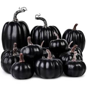 lot 46902 image: 14 PCS Black Fake Pumpkins, Assorted Sizes Fake Pumpkins Bulk - Retail $20