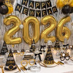 lot 46906 image: New Years Eve Party Supplies 2026 - Happy New Year Decorations Kit - Retail $26