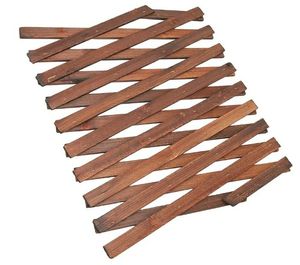 lot 46912 image: Expandable Wood Garden Trellis, Climbing Plant Support Fence for Outdoor Wall and Lawn Decor. SOME SCRATCHES AND STICKY RESIDUE. 17x10 Closed. - Retail $24