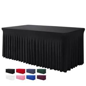 lot 46914 image: One-Piece Spandex Black Table Cloth Skirt for 8FT Rectangle Tables - Retail $28