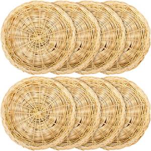 lot 46917 image: 8 Pack Bamboo Paper Plate Holder, 10 inches Wicker Paper Plate Holder Bamboo Basket Plate, Hand Weave Brown Wicker Paper Plate Baskets for Home Picnic Daily Dining Party Supplies - Retail $20