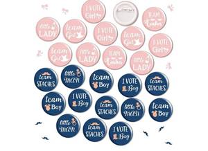 lot 46930 image: Gender Reveal Button Pins, Team Boy or Girl Pins, Pink Blue Button Pin for Baby Shower Party Favors Gender Reveal Party Supplies.1.5 Inch - Retail $12