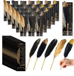 lot 46957 image: 25 Sets Feather Pen Wedding Favors Bulk Bridal Shower Quill Ballpoint Pens Gold Vintage Bridal Shower Favors with Thank You Tags Wedding Gifts Souvenirs for Guest Signature(Elegant) - Retail $27