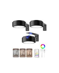 lot 46965 image: Picture Lights for Wall, 2000mAh Rechargeable Battery Magnetic Poster Lights with 3 Color Temps & 12 RGB, Remote Dimmable Timer Painting Light, Wall Decor Light for Art Display, Frame (3 Pack) - Retail $24