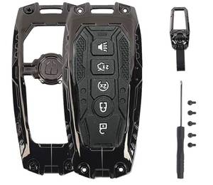 lot 46966 image: Key Fob Cover 35 Buttons Key Shell Case Zinc Alloy Keyless Entry Remote Control Key Holder with Keychain for Ford Bronco Mustang Maverick F150 2021-2026 (for Ford 5 Buttons) - Retail $30