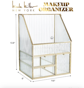 lot 3 image: Nicole Miller New York Glass Makeup Organizer