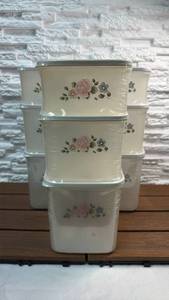 lot 31 image: at home with Pfaltzgraff Ingrid 3 Piece Sure Fresh Set in the Tea Rose Pattern - Lot of 3 Sets