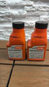 lot 134 image: Unopened bottles of STIHL 2-cycle Engine Oil High Performance 2.6 fl oz Lot of 2
