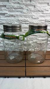 lot 166 image: Ball Mason 128 oz Glass Jar with Metal Lid - Set of 2