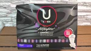 lot 209 image: U by Kotex AllNighter Ultrathin Pads 28 Count