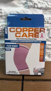 lot 217 image: Copper Care Copper Compression Brace for Knee Pink 1-Pack Adult
