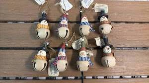lot 222 image: Crazy Mountain (Design by Michael Stoebner) Snowman Bell Ornaments - Lot of 8