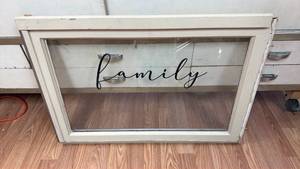 lot 243 image: Repurposed Wood Casement Window with Family (30x20.5 - Wall Art)
