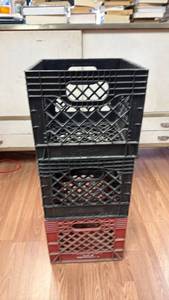 lot 244 image: Stacking Plastic Milk Crates-  3-Piece Lot