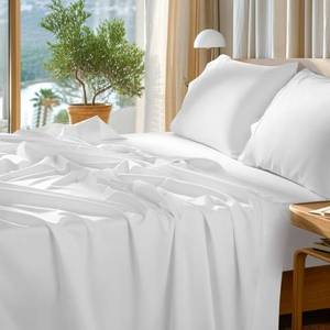 lot 20500 image: SONORO KATE 1000 Series 100% Egyptian Cotton King Sheet Set 4-Pcs, White