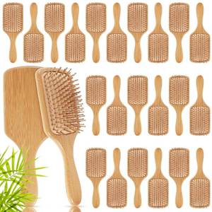 lot 20501 image: Tessco for you 24 Bamboo Hair Brushes, Paddle, Scalp Massage, Anti-Static