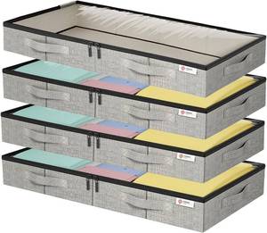 lot 20503 image: 4.5-Inch Under-Bed Storage Containers, Sturdy Sides, Windows, 4-Pack