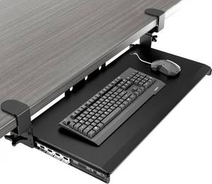 lot 20508 image: AX WABER Keyboard Tray Under Desk Pull-Out with C Clamp Mount 27.3x11 Black