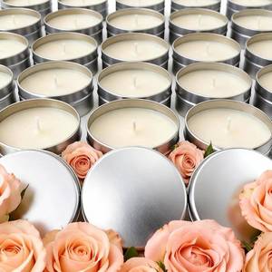 lot 20514 image: 50 Pcs 2oz Mini Rose Scented Soy Candle Set, Wedding Favors, Natural Wax