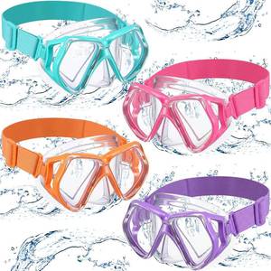 lot 20523 image: Flutesan 4 Pcs Adult Swimming Goggles with Nose Cover, Elastic Fabric Strap