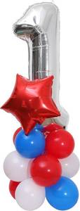 lot 20556 image: Patriotic 1st Birthday Balloon Tower - Red White & Blue Set, 4th July Props