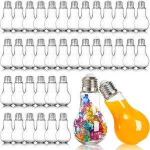 lot 20567 image: 40 Pack Plastic Light Bulbs - Clear Fillable Ornaments, 100ml3.4oz, Silver