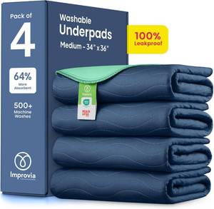 lot 20568 image: IMPROVIA Washable Underpads, Heavy Absorbency 34x36, Pack of 4