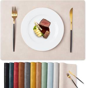 lot 20579 image: MOSAYT Vinyl Placemats, Set 6, 12x17 in, Wipeable PU, Heat-Resistant