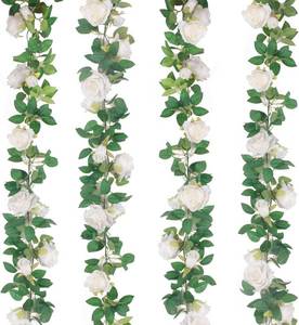 lot 20581 image: TELDRASSIL 4Pcs 26ft Rose Vine Artificial Garland for Wedding Arch White